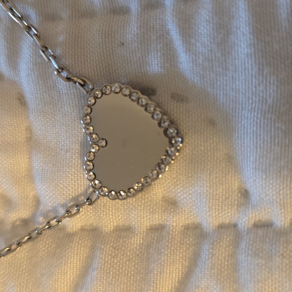 Fossil Silver Stainless Heart Pendant Necklace